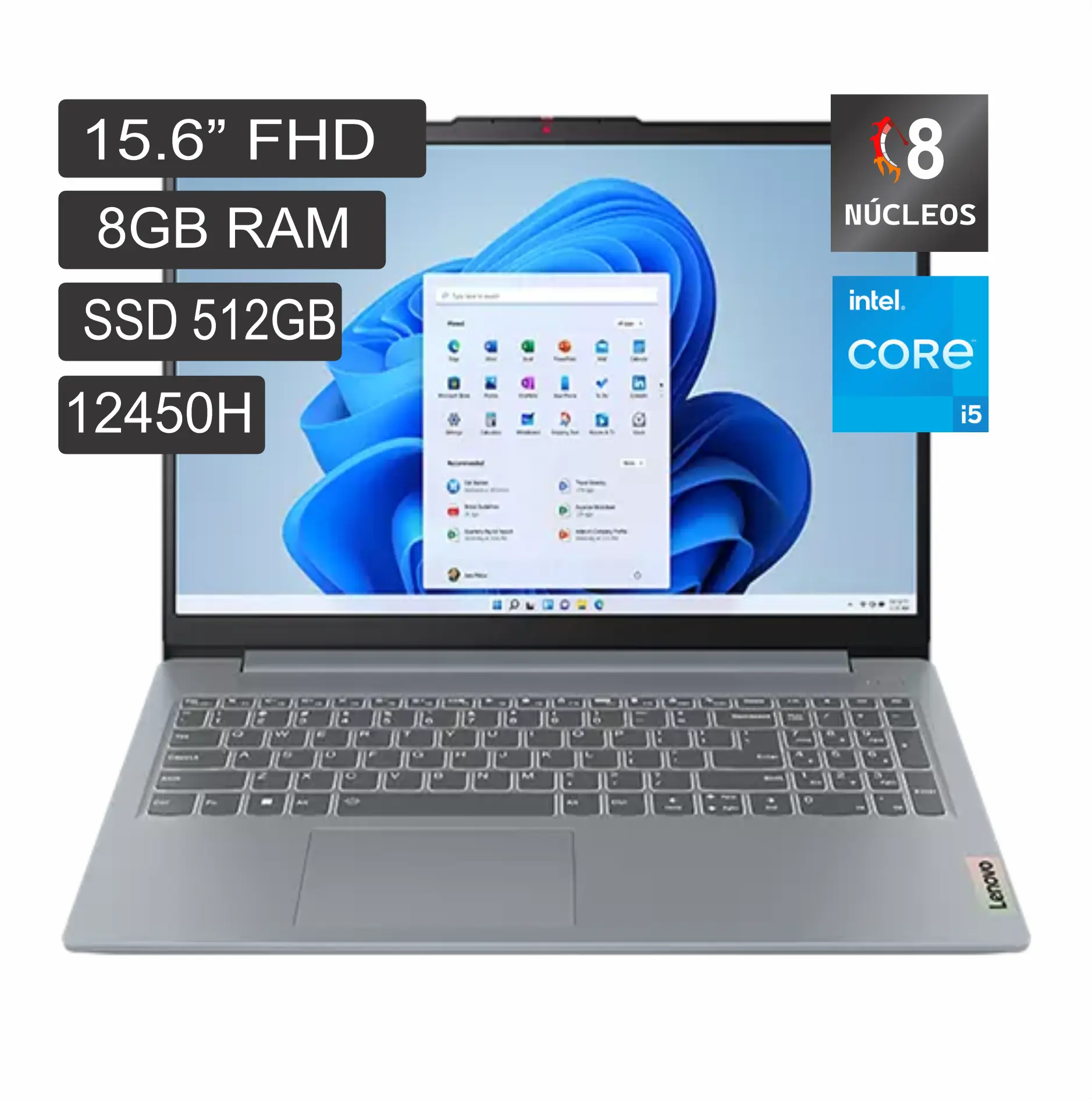 Laptop Lenovo IdeaPad Slim 3 Intel Core I5 12va Gen RAM 8GB SSD 512GB Pantalla15.6″ FHD