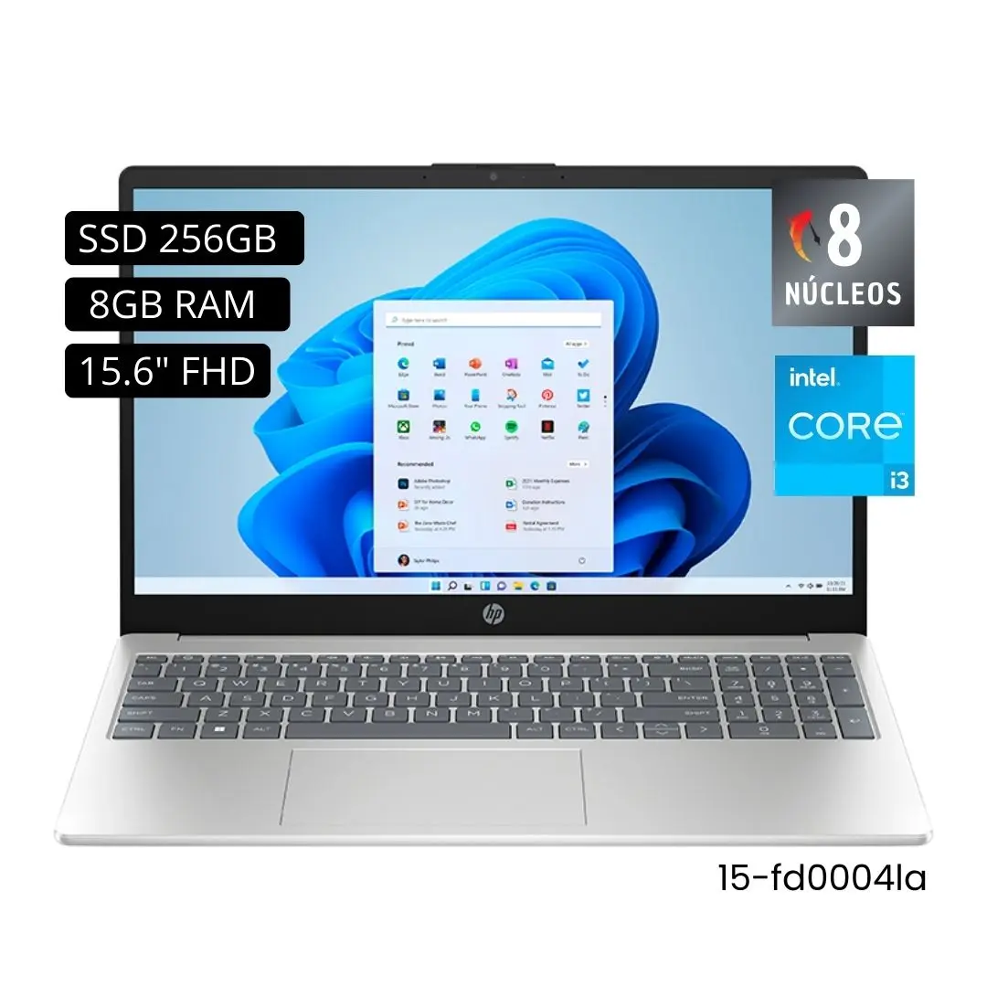 Laptop HP 15-FD0004LA core i3 12va RAM 8GB SSD 256GB Led 15.6″ Full HD