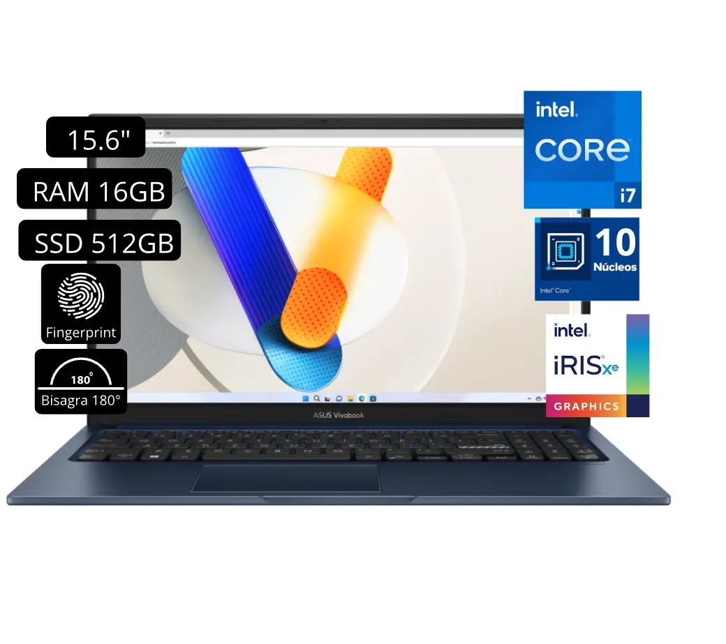 Laptop Asus Vivabook X1504VA-BQ72 core i7 13va Gen RAM 16GB SSD 512GB Led 15.6″