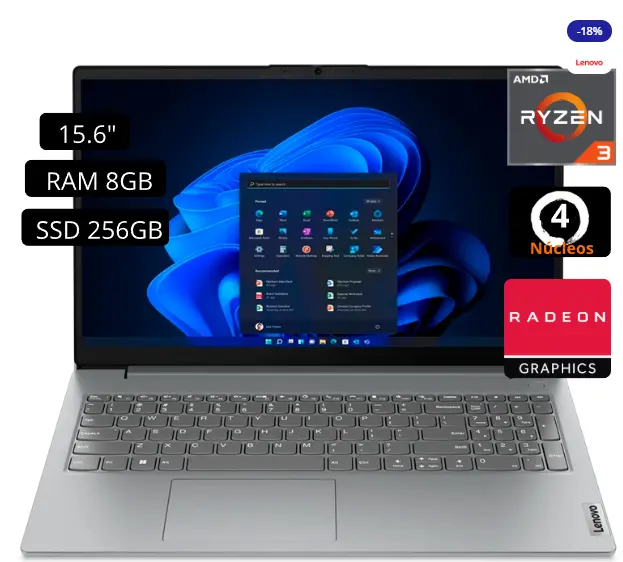 Laptop Lenovo V15 G4 Ryzen 3 7320U RAM 8GB SSD 256GB Led 15.6″ Full HD
