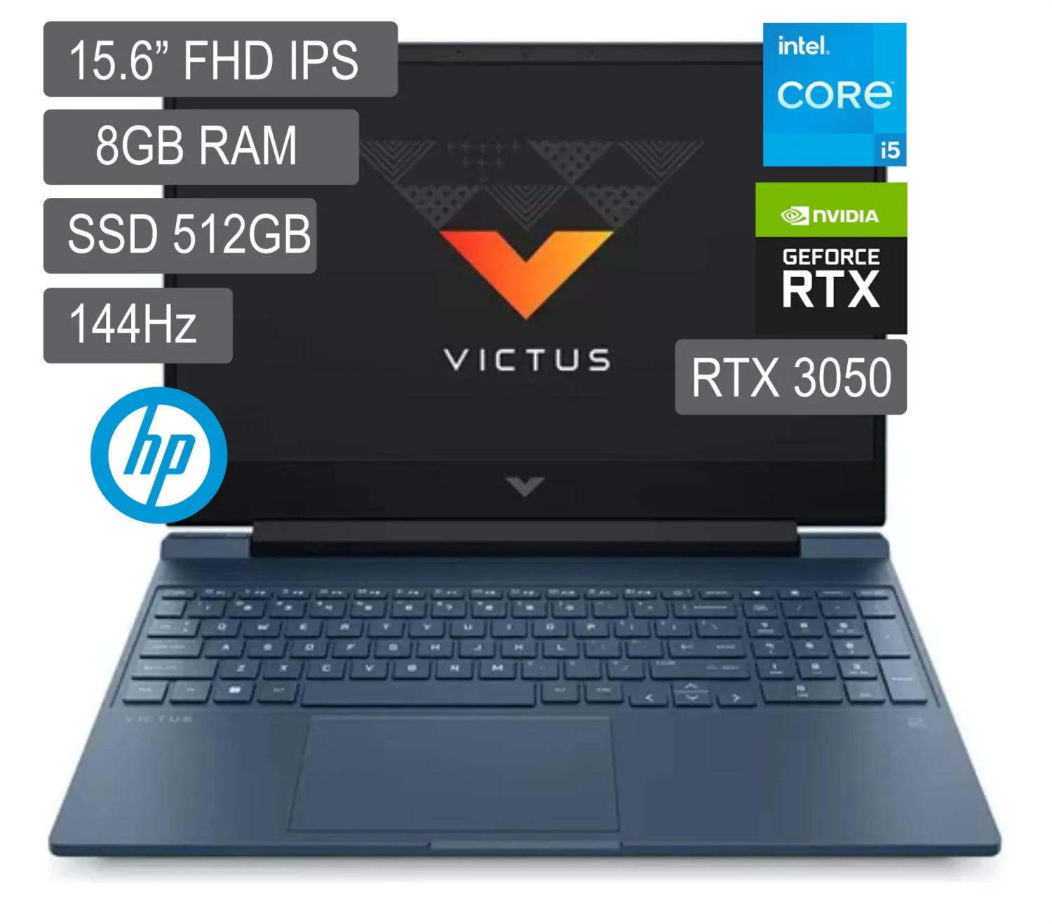 Laptop HP Victus 15-FA0021LA Core I5-12450H RAM 8GB SSD 512GB RTX 3050 Led 15.6″