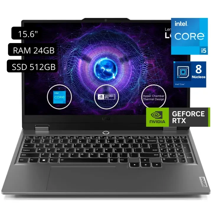 Laptop Lenovo Gaming LOQ 15IAX9 core i5 12va RAM 24GB SSD 512GB RTX3050 6GB Led 15.6″
