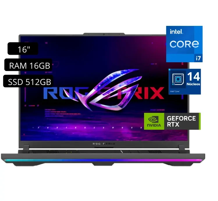 Laptop Asus ROG Strix G614JV-AS73 core i7 13va RAM 16GB SSD 512GB RTX 4060 8GB Led 16″
