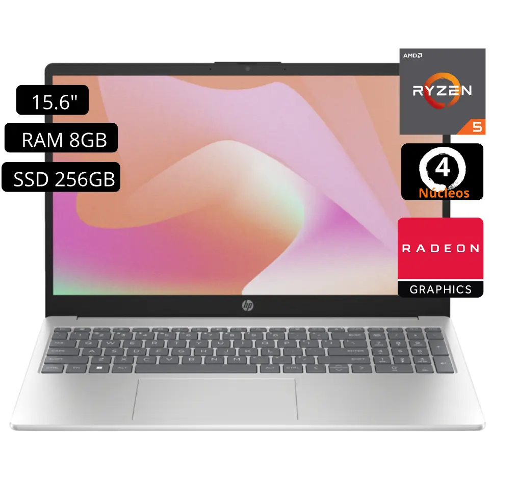Laptop HP 15-FC0009LA AMD Ryzen 5 7250U RAM 8GB SSD 256GB Led 15.6″