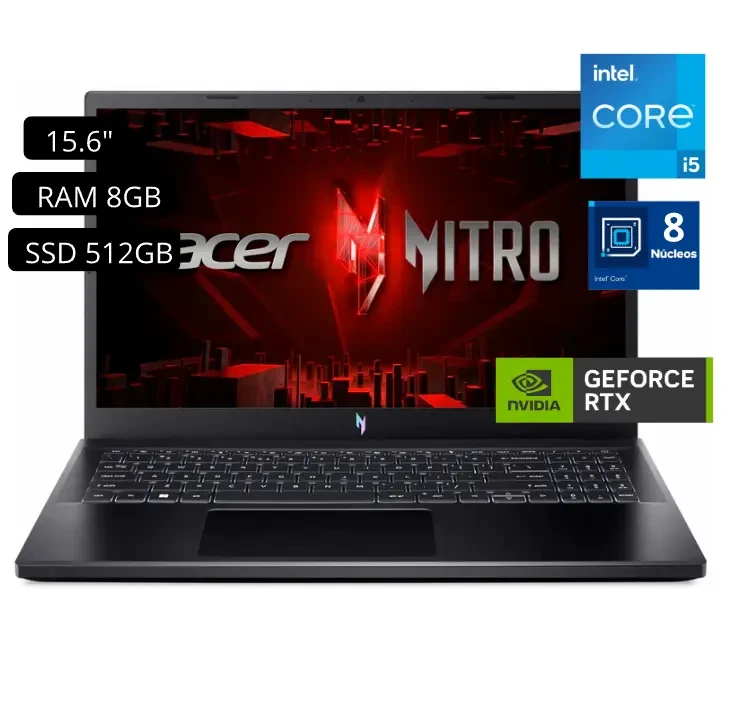 Laptop Acer Nitro 5 ANV15-51-56GH core i5 13va RAM 8GB SSD 512GB RTX3050 6GB Led 15.6″